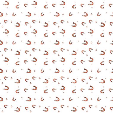 Elin kusursuz deseni sevimli karidesler çiziyor..