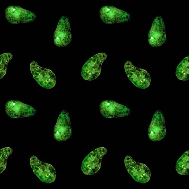 Elle çizilmiş yeşil avokadoların kusursuz suluboya deseni