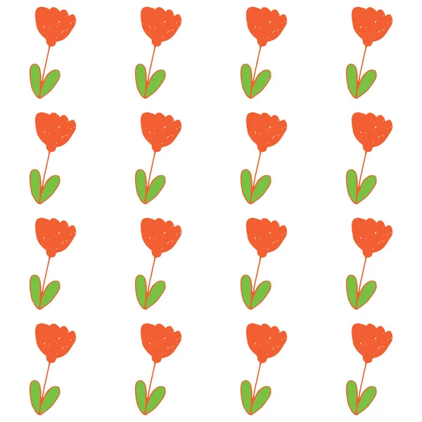 红色花柱的无缝矢量图案 — 图库矢量图片