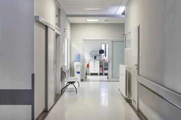 Hospital corridor with chairs — Stock Photo, Image