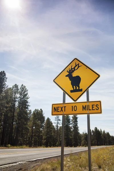 Geyik yol uyarı levhası, ABD — Stok fotoğraf