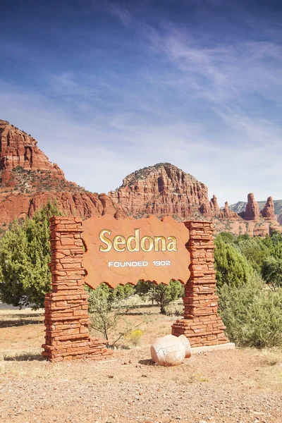 Señal de bienvenida a Sedona Arizona — Foto de Stock