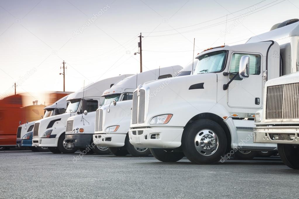 Different american trucks in a row