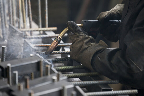 Industrial worker welding