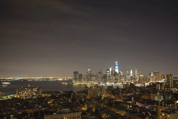 New York by night - new WTC in blue — Stock Photo, Image