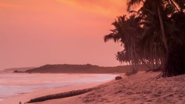 Piękny zachód słońca na rajskiej plaży — Wideo stockowe