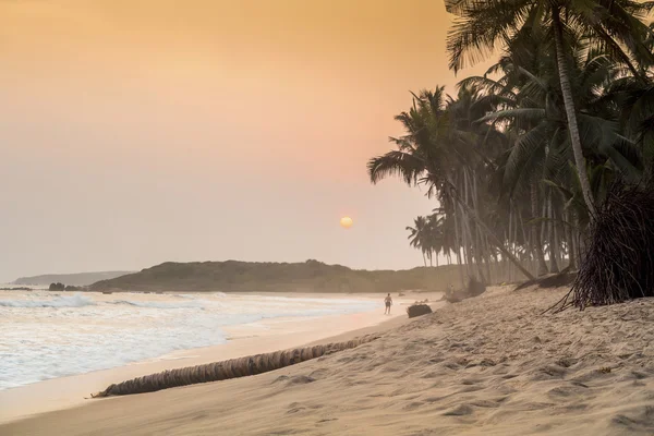 Bellissimo tramonto su una spiaggia paradisiaca — Foto Stock