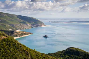 Beautiful cliffs and beaches of Arrabida Natural Park, south from Lisbon, Alentejo, Portugal
