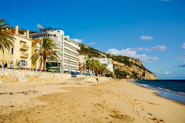 Sandy beaches and cliffs of Sesimbra, Lisbon Metropolitan Area, Portugal