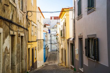 Steep streets of Sesimbra, Lisbon Metropolitan area, Portugal