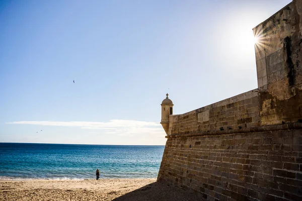 Saint James Fortress Beach Sesimbra Lisbon Metropolitan Area Portugal — Foto Stock