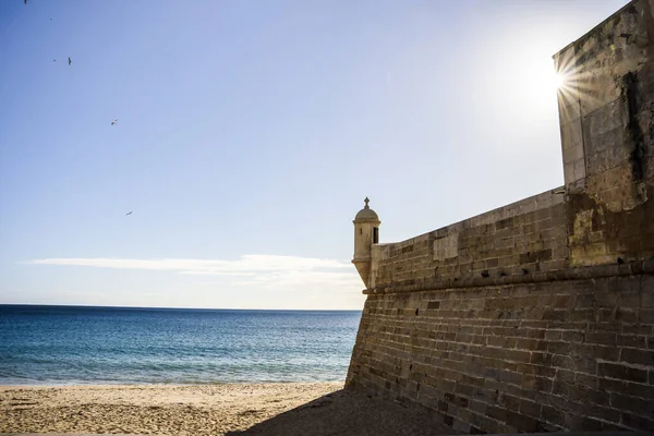 Saint James Fortress Beach Sesimbra Lisbon Metropolitan Area Portugal — Foto Stock