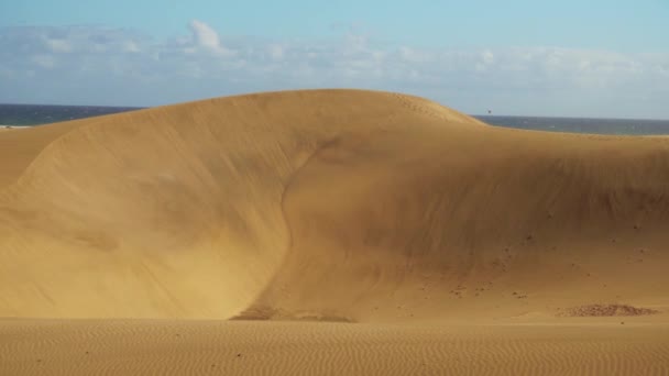 Der Wind Bläst Sand Auf Den Dünen Von Maspalomas Gran — Stockvideo