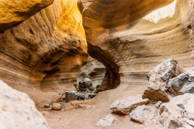 Büyük Kanarya Adaları, İspanya 'nın göbeğindeki Barranco de las vacas adlı inanılmaz turuncu kanyon