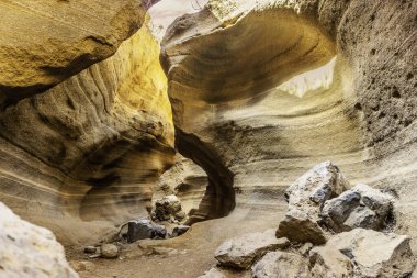 Büyük Kanarya Adaları, İspanya 'nın göbeğindeki Barranco de las vacas adlı inanılmaz turuncu kanyon