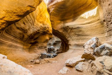 Büyük Kanarya Adaları, İspanya 'nın göbeğindeki Barranco de las vacas adlı inanılmaz turuncu kanyon