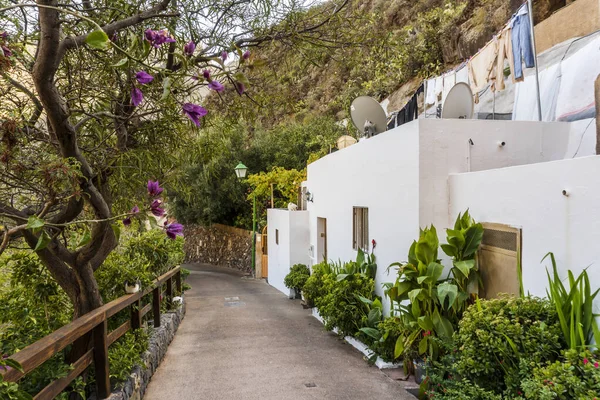 Weiße Häuser Den Hängen Der Schlucht Von Guayadeque Gran Canaria — Stockfoto