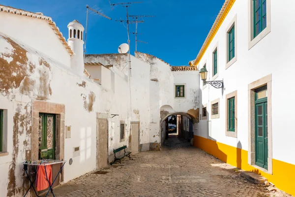 Encantadora Plaza Con Arco Casco Antiguo Faro Algarve Sur Portugal — Foto de Stock