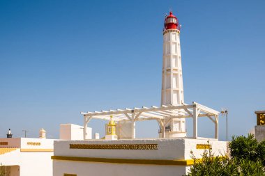Farol Adası 'ndaki deniz feneri, Faro Disctrict, Algarve, Güney Portekiz