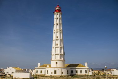 Farol Adası 'ndaki deniz feneri, Faro Disctrict, Algarve, Güney Portekiz