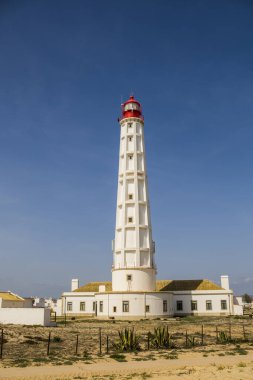 Farol Adası 'ndaki deniz feneri, Faro Disctrict, Algarve, Güney Portekiz