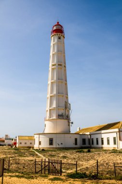Farol Adası 'ndaki deniz feneri, Faro Disctrict, Algarve, Güney Portekiz