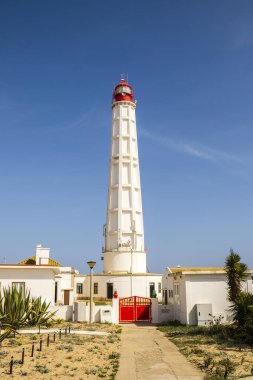 Farol Adası 'ndaki deniz feneri, Faro Disctrict, Algarve, Güney Portekiz