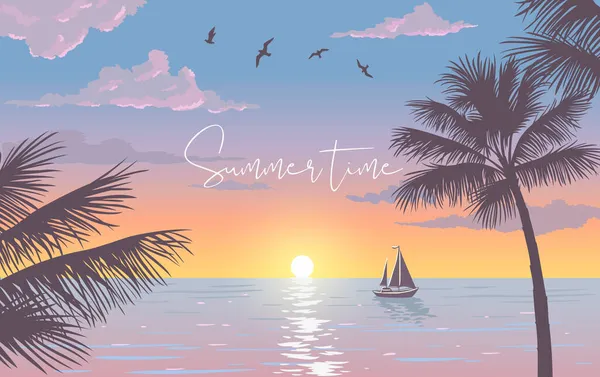 Puesta de sol mar diseño — Vector de stock