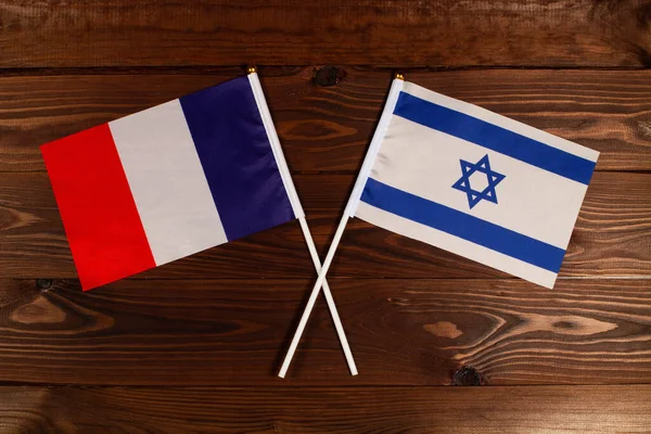 Bandera Francia Bandera Israel Cruzadas Entre Imagen Ilustra Relación Entre —  Fotos de Stock