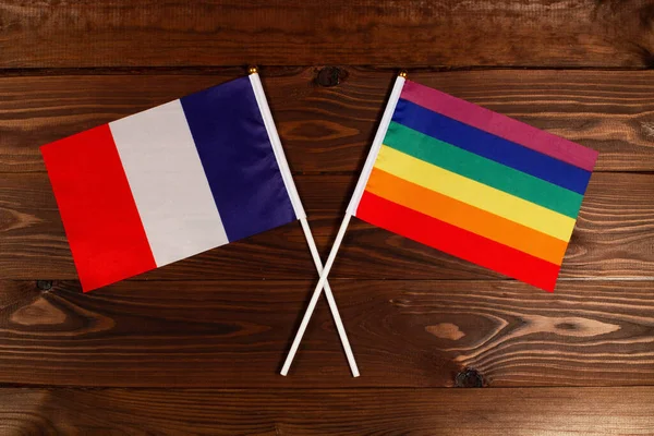 Bandiera Della Francia Bandiera Lgbt Incrociate Tra Loro Immagine Illustra — Foto Stock
