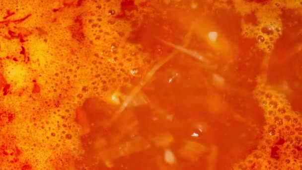 Borscht Ucraniano Hierve Una Cacerola Sopa Nacional Roja Cocina Utensilio — Vídeos de Stock