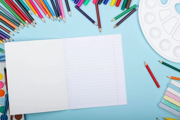 Blank Sheet Straight Line Notebook Art School Supplies Painting Blue — Fotografia de Stock