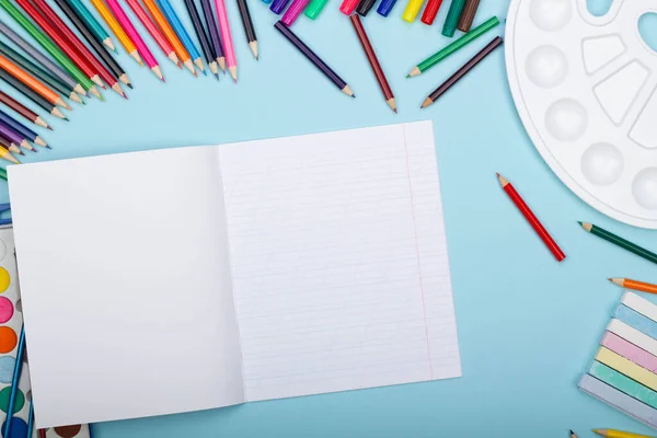 Blank Sheet Oblique Line Notebook Art School Supplies Painting Blue — Fotografia de Stock