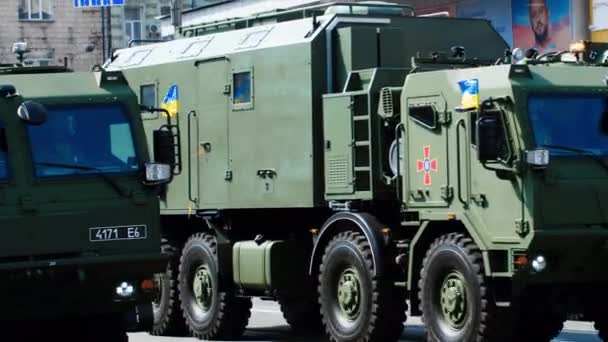 Kiev Ucrania 2021 Sistema Defensa Aérea Misiles Kiev Transporte Militar — Vídeos de Stock