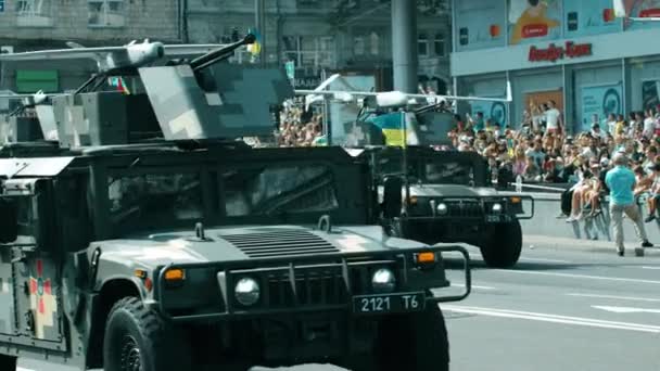 Kyiv Ukraine 2021 Hummer Hmmwv Carries Unmanned Aerial Vehicle Uav — Vídeo de Stock