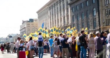 National Independence Day of Ukraine. Flags of Azov Regiment on the Maidan Nezalezhnosti. Special Operations Detachment Azov. Independence Square of Ukraine. War in Ukraine. Russian invasion 