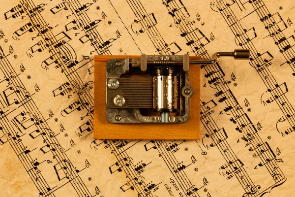 Caja Música Notas Caja Música Recuerdo Fondo Notas Antiguas Órgano — Foto de Stock