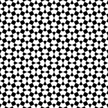 Geleneksel İslami süslemelere dayanan geometrik, pürüzsüz desen. Siyah ve beyaz.