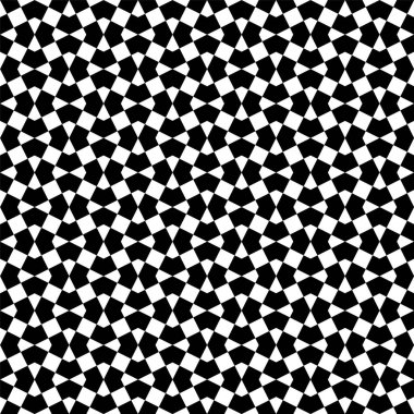 Geleneksel İslami süslemelere dayanan geometrik, pürüzsüz desen. Siyah ve beyaz.