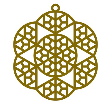 Geometrik çiçek şeklindeki tasarım elementi. Geleneksel Japon gemisi Kumiko.