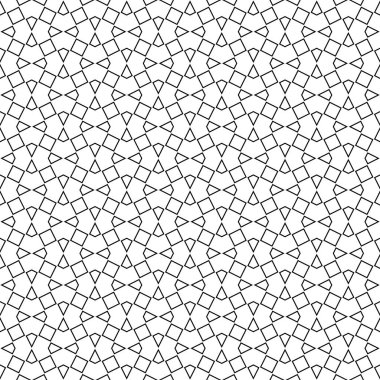 Geleneksel İslami sanata dayalı kusursuz geometrik süsleme. Siyah renk çizgileri. Kumaş, tekstil, kapak, ambalaj kağıdı, arka plan için harika tasarım..