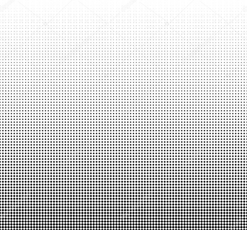 Seamless halftone vector background.Filled with black squares .Long fade out. 162 figures in height.