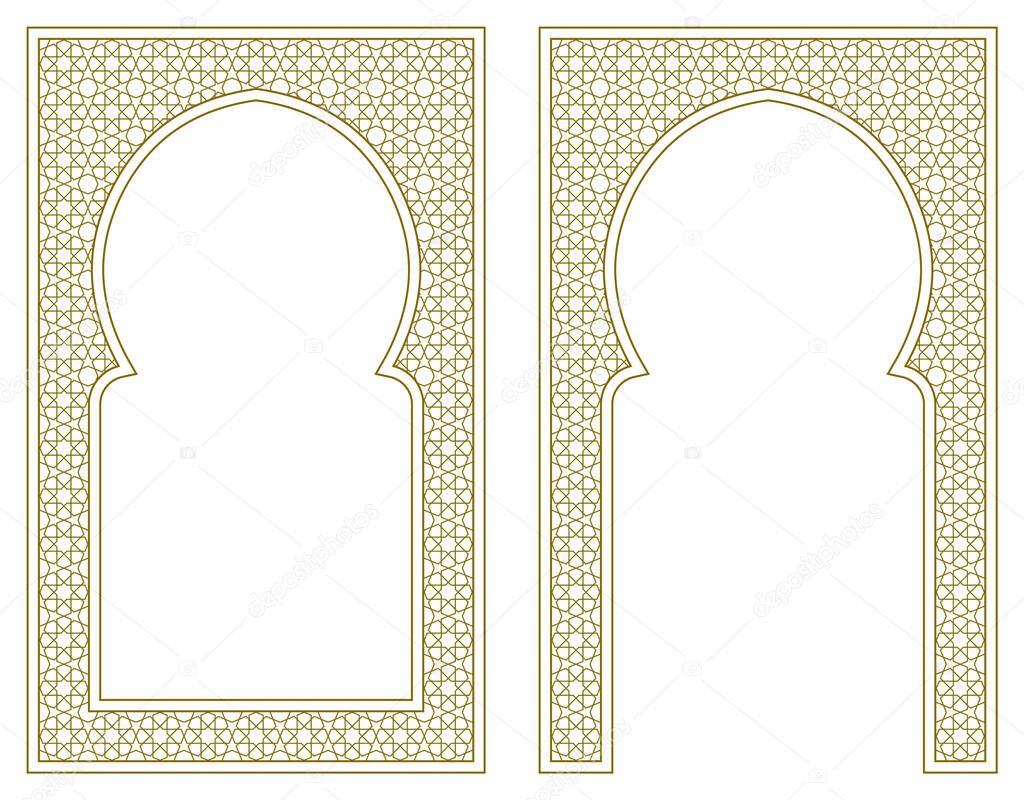 Rectangular frame with Arabic pattern and curly frame.