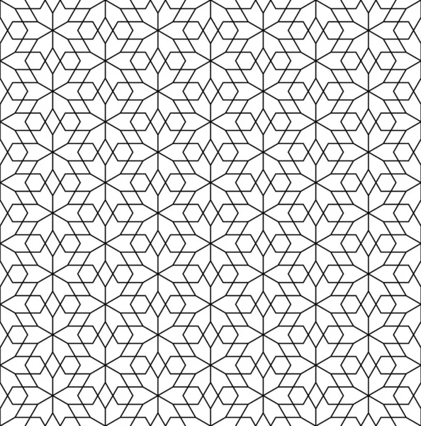伝統的なイスラム芸術に基づくシームレスな幾何学的な装飾 黒の色のライン カバー 包装紙 背景のための素晴らしいデザイン 細い線 — ストックベクタ
