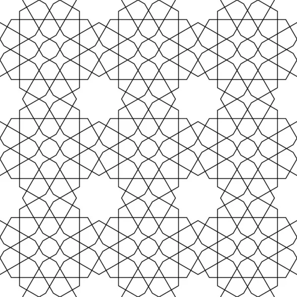 Безшовний Геометричний Орнамент Основі Традиційного Ісламського Мистецтва Чорні Кольорові Лінії — стоковий вектор