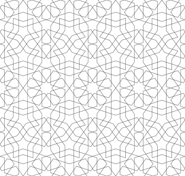 Бесшовный Геометрический Орнамент Основе Традиционного Исламского Искусства Черный Цвет Lines — стоковый вектор