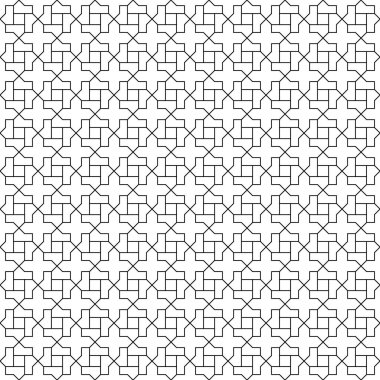 Geleneksel İslami sanat eserine dayanan arka plan pürüzsüz desen. Siyah renk. Kumaş, tekstil, kapak, ambalaj kağıdı ve arka plan için harika tasarım..