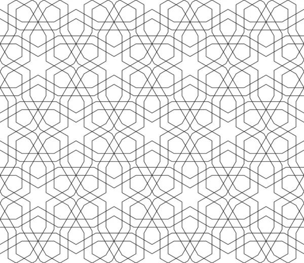 Background Seamless Pattern Based Traditional Islamic Art Black Color Great — стоковый вектор