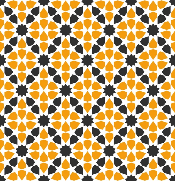 Pola Geometrik Tanpa Rupa Berdasarkan Islam Ornamen Hitam Dan Oranye - Stok Vektor