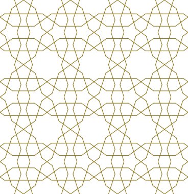 Geleneksel İslami sanata dayalı kusursuz geometrik süsleme. Kahverengi çizgiler. Kumaş, tekstil, kapak, ambalaj kağıdı, arka plan için harika tasarım..